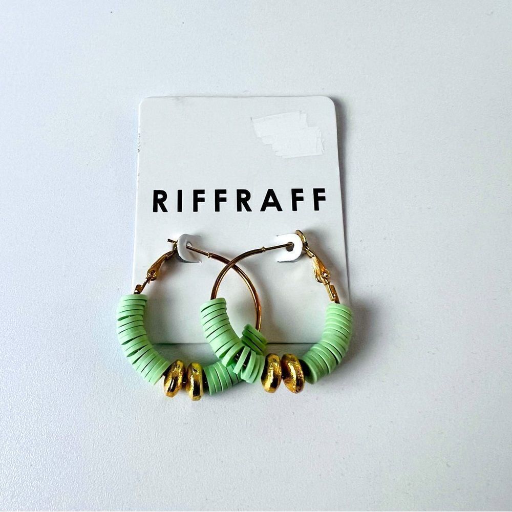 Nwt Riffraff Beaded Hoop Mint Earrings — image 2 of 3